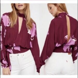 Free People Womens XS Say You Love Me Keyhole Open Back Wrap Tie Top GUC